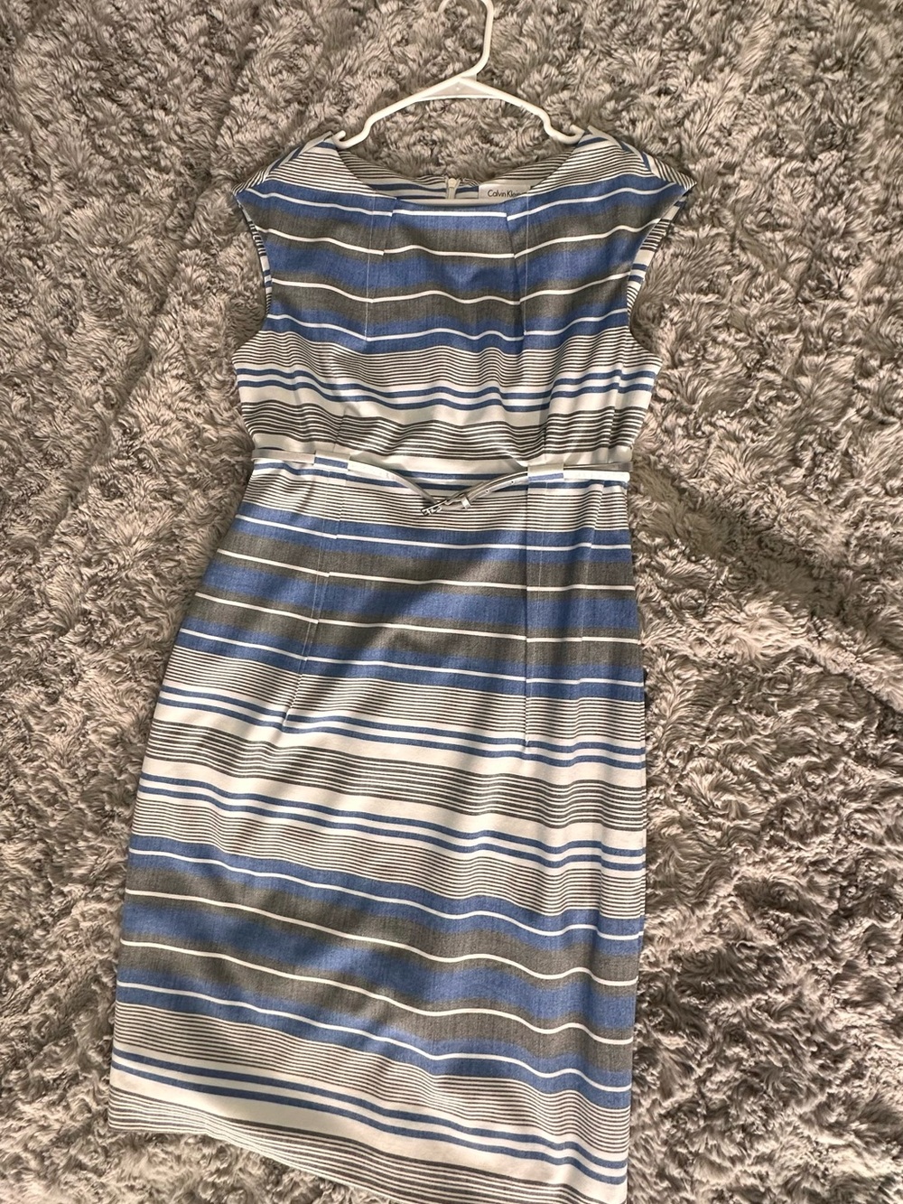 Calvin Klein Blue & White Striped Sheath Dress